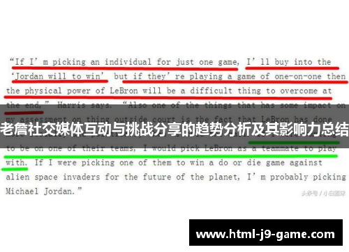 老詹社交媒体互动与挑战分享的趋势分析及其影响力总结 老詹社交媒体互动与挑战分享的趋势分析及其影响力总结